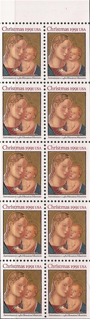 US Stamp - 1991 Christmas Madonna - Booklet of 10 Stamps #2578a