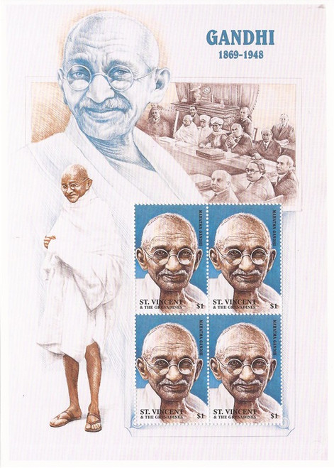 St Vincent - 1998 Mahatma Gandhi - 4 Stamp Sheet - MNH - Scott #2631