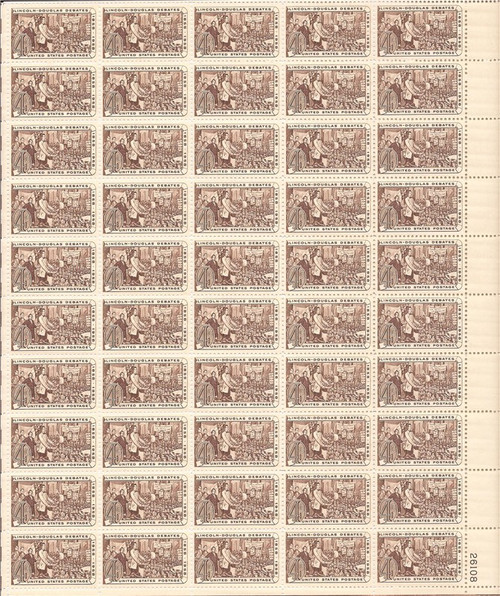 US Stamp - 1958 4c Lincoln Sesquicentennial - 50 Stamp Sheet #1115