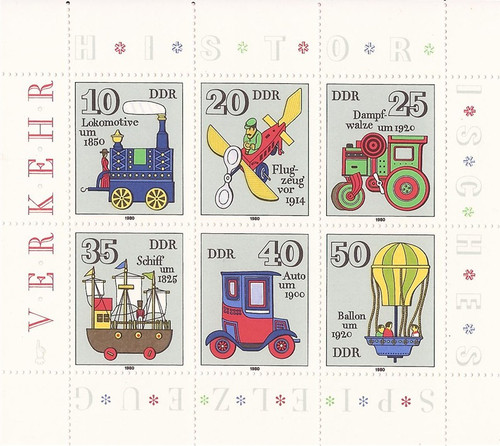 Germany - DDR - 1980 Toy Locomotives - 6 Stamp Sheet - MNH #2149 