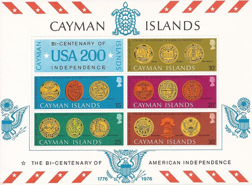 Cayman Islands - 1976 American Bicentennial - 5 Stamp Sheet-MNH #376a