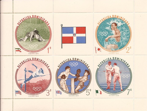 Dominican Rep. - 1960 Olympics - 5 Stamp Sheet - perf & Imperf #525-9	