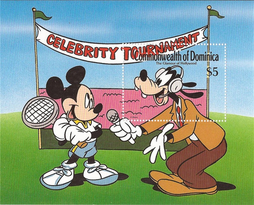 Dominica - 1989 Disney Tennis Mickey & Goofy - Souvenir Sheet #1216