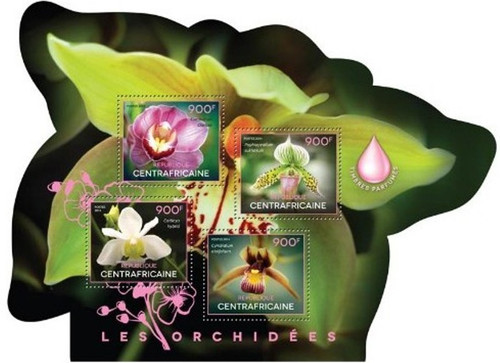 Central Africa - 2014 Scented Orchids - Sheet of 4 Stamps - CA14503a