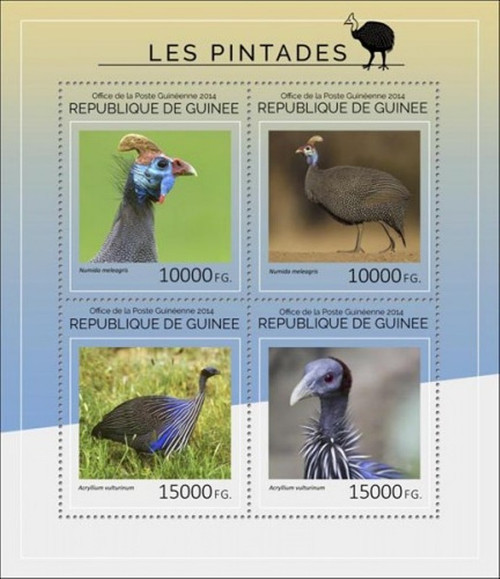 Guinea - 2014 Guineafowl - 4 Stamp Sheet - GU14412a