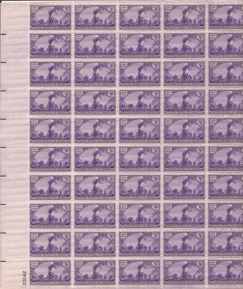 US Stamp - 1944 Transcontinental Railroad - 50 Stamp Sheet #922