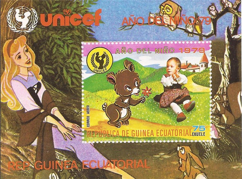 Equatorial Guinea - 1979 UNICEF Baby with Bear - Souvenir Sheet #M63