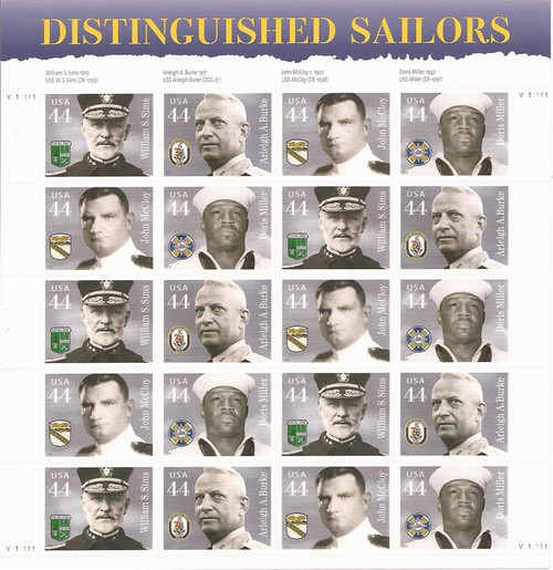 US Stamp - 2010 Distinguished Sailors - 20 Stamp Sheet - Scott #4440-3