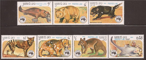 Laos - 1984 Marsupials - 7 Stamp Set - Scott #591-8