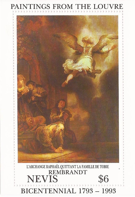 Nevis - 1993 Rembrandt Painting - Souvenir Sheet - 14N-009 #783