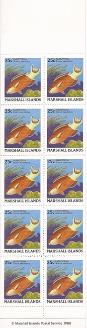 Marshall Islands - 1989 25c Parrotfish - 10 Stamp Booklet #174a 