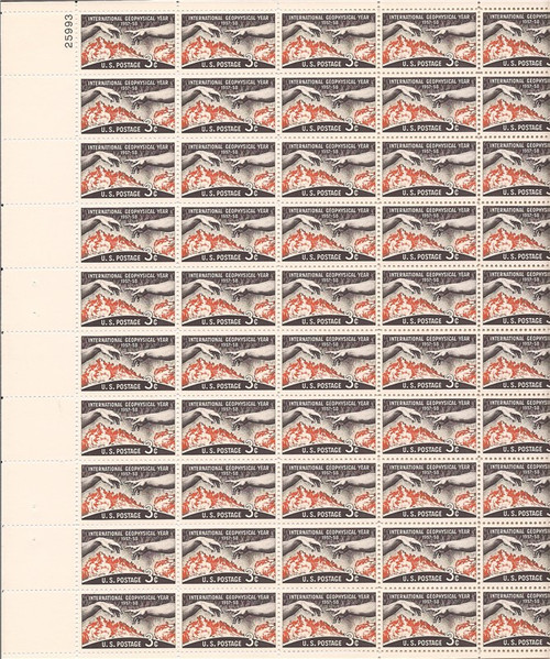 US Stamp - 1958 International Geophysical Year - 50 Stamp Sheet #1107