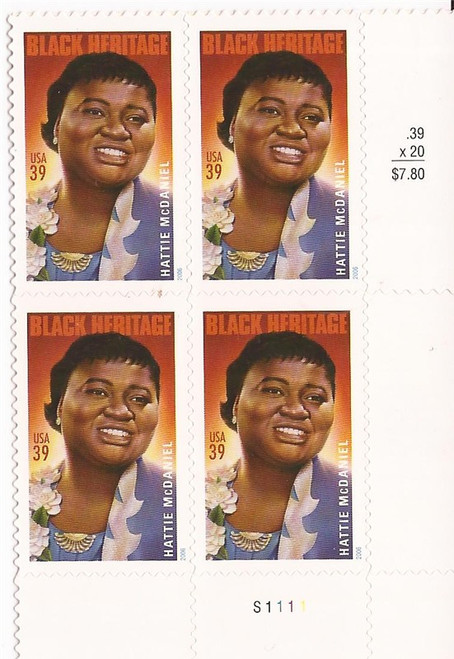 US Stamp - 2006 Hattie McDaniel - Plate Block of 4 Stamps #3996