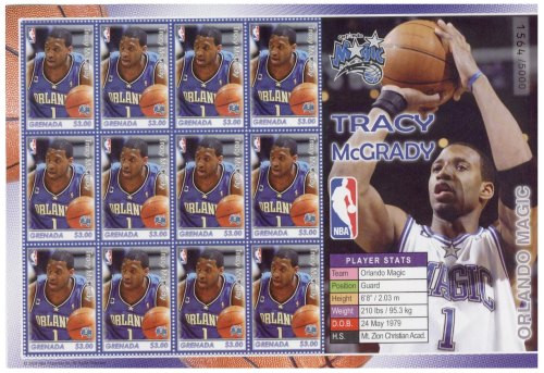 Grenada - NBA Magic Tracy McGrady On Stamps 3487