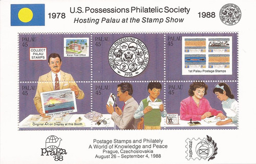 Palau - 1988 Praga ’88 Stamp on Stamp - 6 Stamp Souvenir Sheet #197