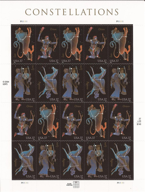 US Stamps - 2005 Constellations - 20 Stamp Sheet   #3945-48