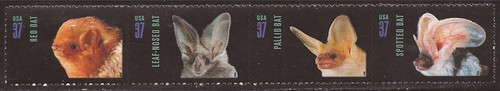 US Stamp - 2002 American Bats - 4 Stamp Block or Strip - Scott #3661-4