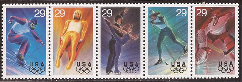 US Stamp - 1994 Winter Olympics - 5 Stamp Strip - Scott #2807-11