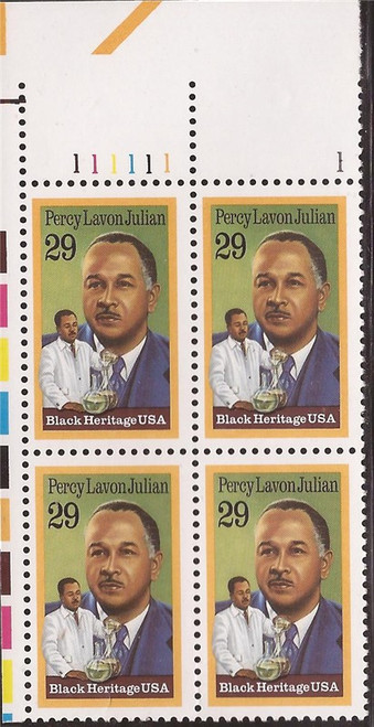 US Stamp 1993 Black Heritage Percy Lavon Julian 4 Stamp Plate Block #2746