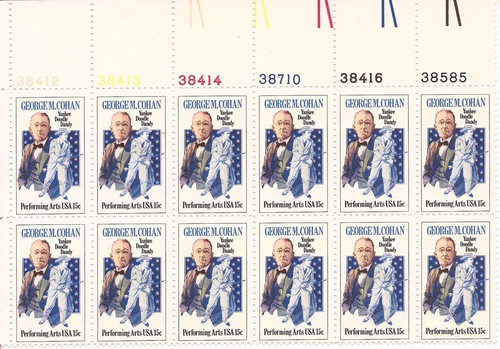 US Stamp - 1978 George M. Cohan - Plate Block of 12 Stamps #1756 