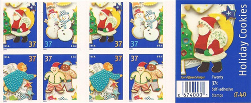 US Stamp - 2005 Christmas Cookies - 20 Stamp Booklet - Scott #3953-56