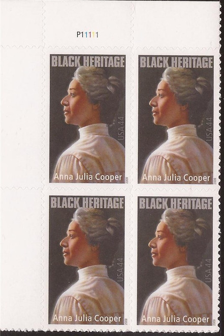 US Stamp 2009 Black Heritage Anna Julia Cooper 4 Stamp Plate Block #4408 