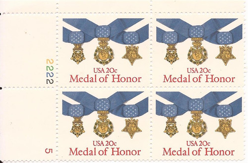 US Stamp - 1993 Medal of Honor Plate Block of 4 Stamps - Scott #2045 
