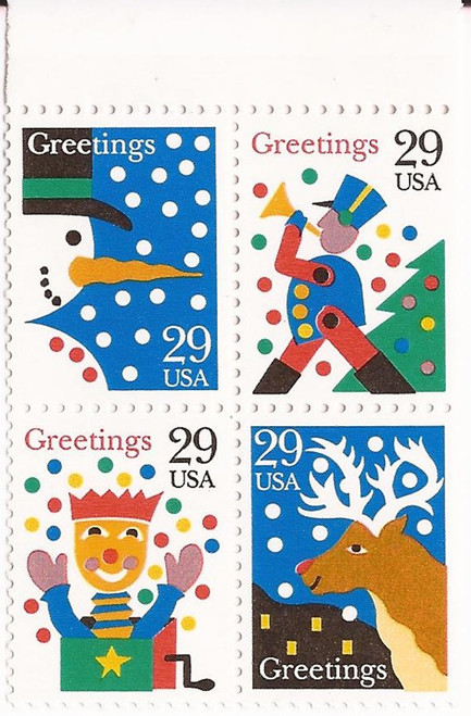 US Stamp 1993 Christmas - 4 Stamp Block - Scott #2794a