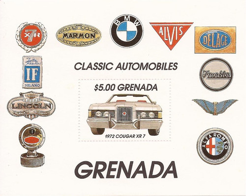 Grenada 1983 Classic Autos 1972 Cougar - Stamp Souvenir Sheet #1169