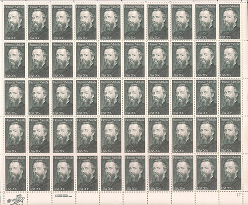 US Stamp 1984 Author Herman Melville - 50 Stamp Sheet - Scott #2094