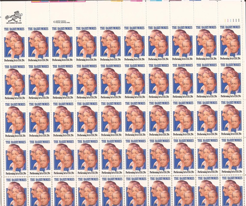 US Stamp - 1982 The Barrymores - 50 Stamp Sheet - Scott #2012