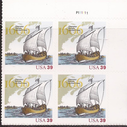 US Stamp - 2006 Champlain Exploration - Plate Block of 4 Stamps #4073