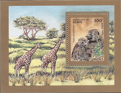 Benin - 1995 Baboons & Giraffes - Souvenir Sheet - Scott #760