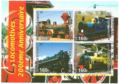 Locomotive Trains on Stamps M0860