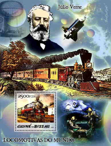 Guinea-Bissau - Trains & Jules Verne On Stamps - Stamp S/S GB5201b