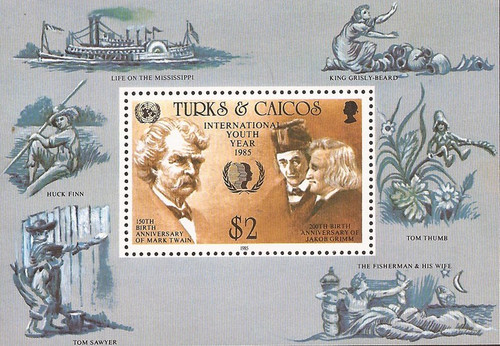 Turks & Caicos - 1985 Youth Year Twain, Grimm - Souvenir Sheet #675 