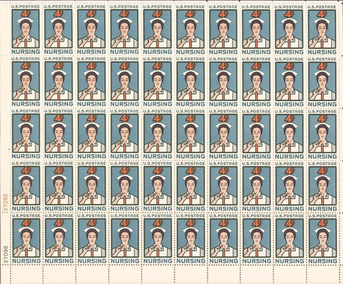 US Stamp - 1961 Nursing - 50 Stamp Sheet - Scott #1190