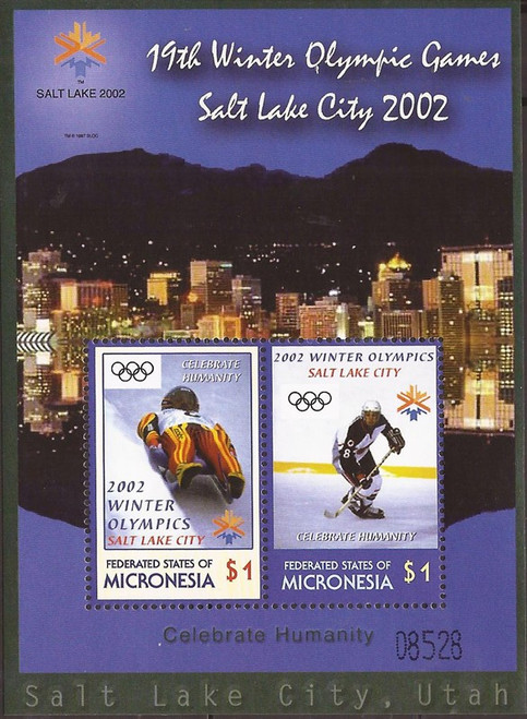 Micronesia - 2002 Winter Olympics - 2 Stamp Souvenir Sheet #503a