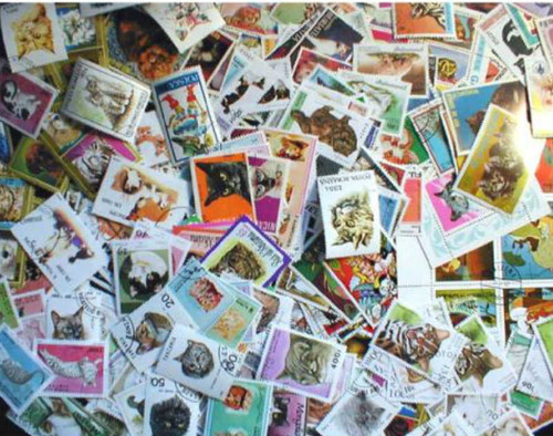 Cats on Stamps Collection - 200 Different Stamps