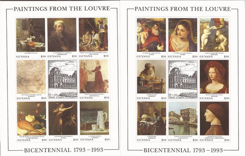Guyana - 1993 Louvre Museum - 6 8 Stamp Sheets + 6 S/S - 7C-015