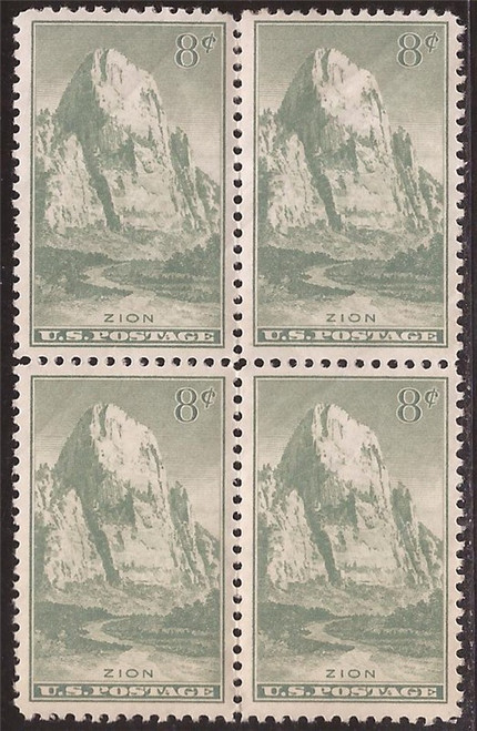 US Stamp - 1934 8c Parks Zion Great White Throne Blk of 4 Stamps #747