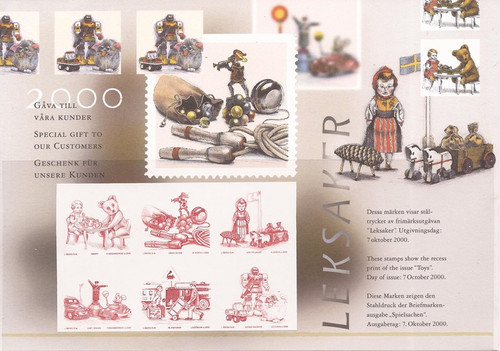 Sweden - 2000 Toys - Special Sheet Showing Recess Print - Scott #2400