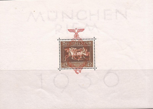 Germany - 1937 Horse Race - Souvenir Sheet w/Ovpt-   #B105