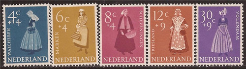 Netherlands - 1958 Regional Costumes - 5 Stamp Set -   #B321-5