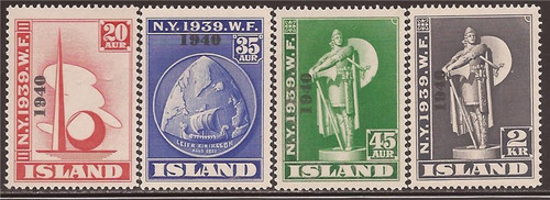 Iceland - 1940 World’s Fair Ovpt - 4 Stamp Set - CV $155   #232-5