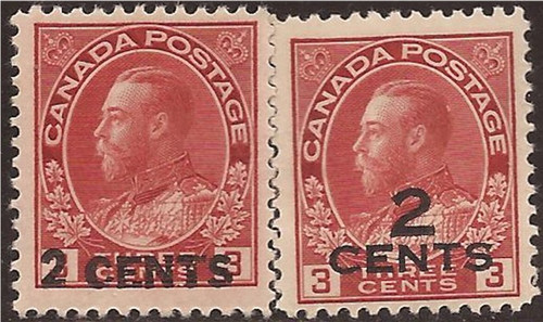 Canada - 1926 KGV Surcharges - 2 Stamp Set -   - Scott #139-40