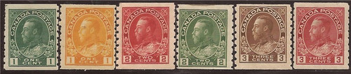 Canada - 1912-24 KGV Coils - perf 8 V -   - 7 #125-30