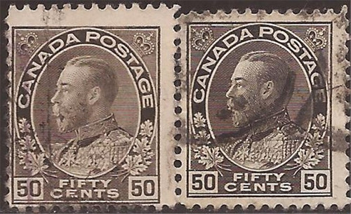 Canada - 1912 & 25 50c King George V - #120 blk brn & 120a blk