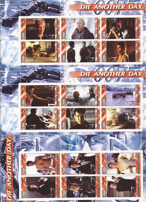 Guinea 2003 Die Another Day Movie James Bond 6 Sheet Set 7B-049