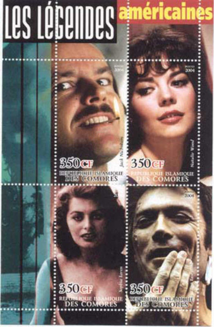 Movie Legends Nicholson Wood Loren Eastwood - 4 Stamp Mint Sheet M0693